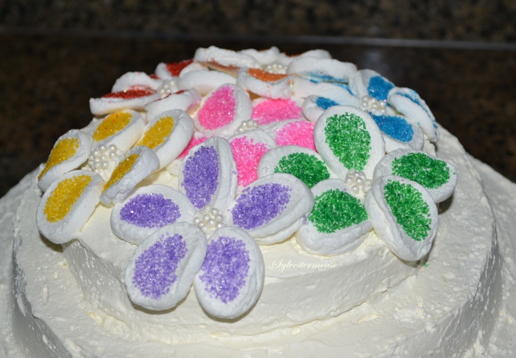 Cake with Marshmallow Spring Flowers
