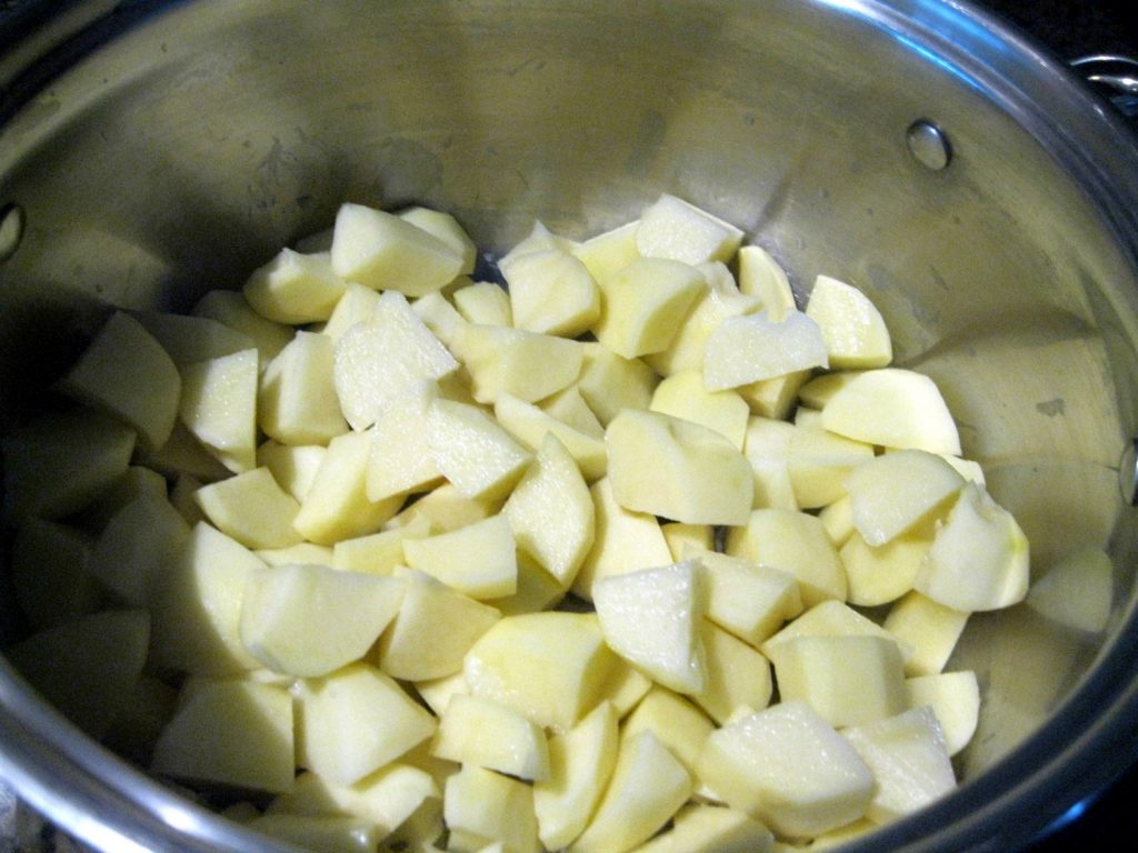 Cut up Potatoes to Make Mashed Potatoes